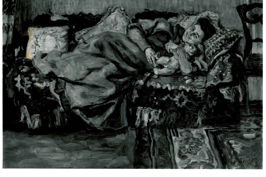 Ludvík Ehrenhaft, Ležící žena s medvědem, 1907, olej, plátno; foto: Alena Urbánková